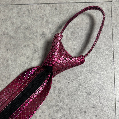 ワンタッチジップネクタイ濃ピンクグラデストリートシティボーイ古着