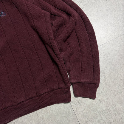 バーガンディニットミリタリーコーデ古着