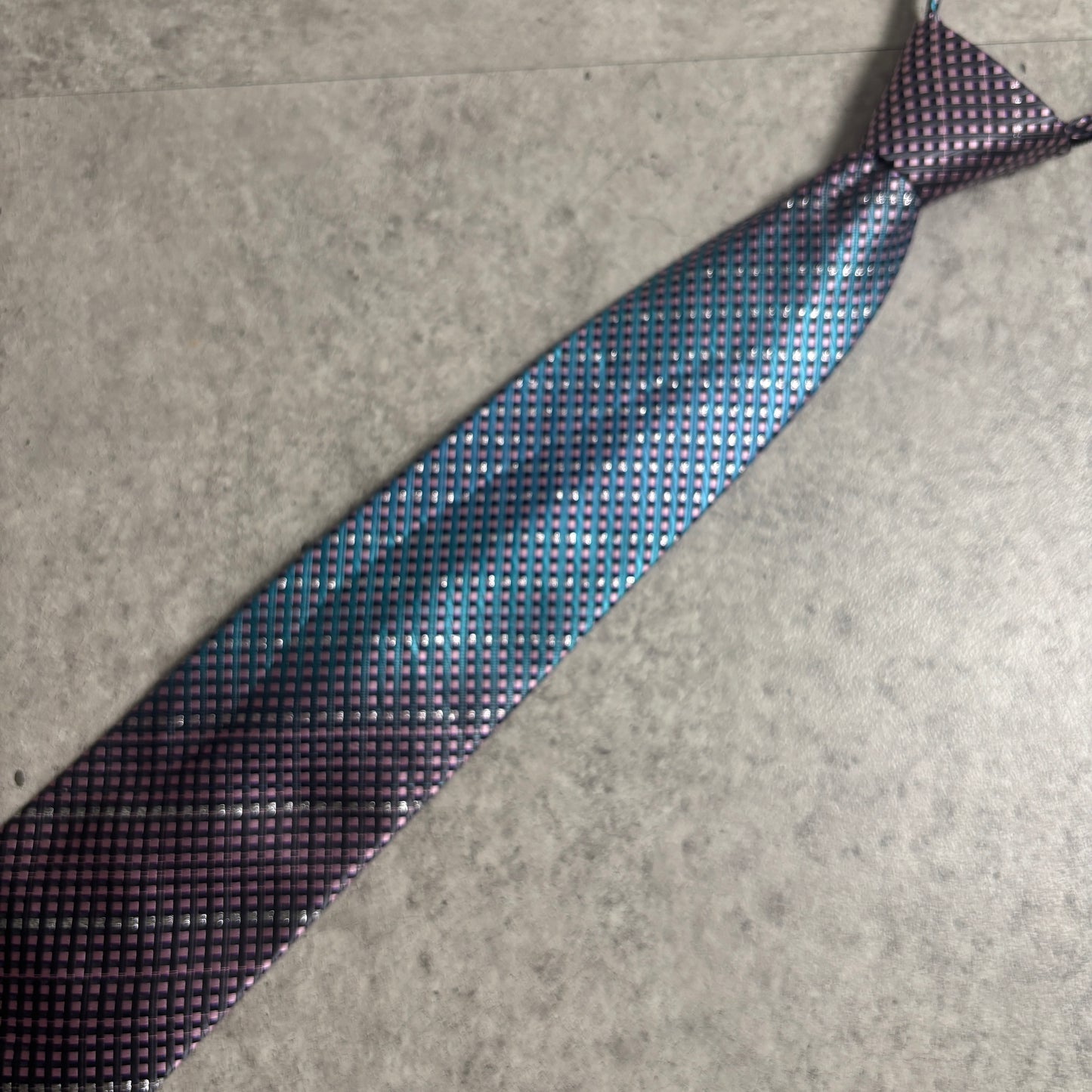 ワンタッチジップネクタイ青紫グラデーションストリートシティボーイ古着