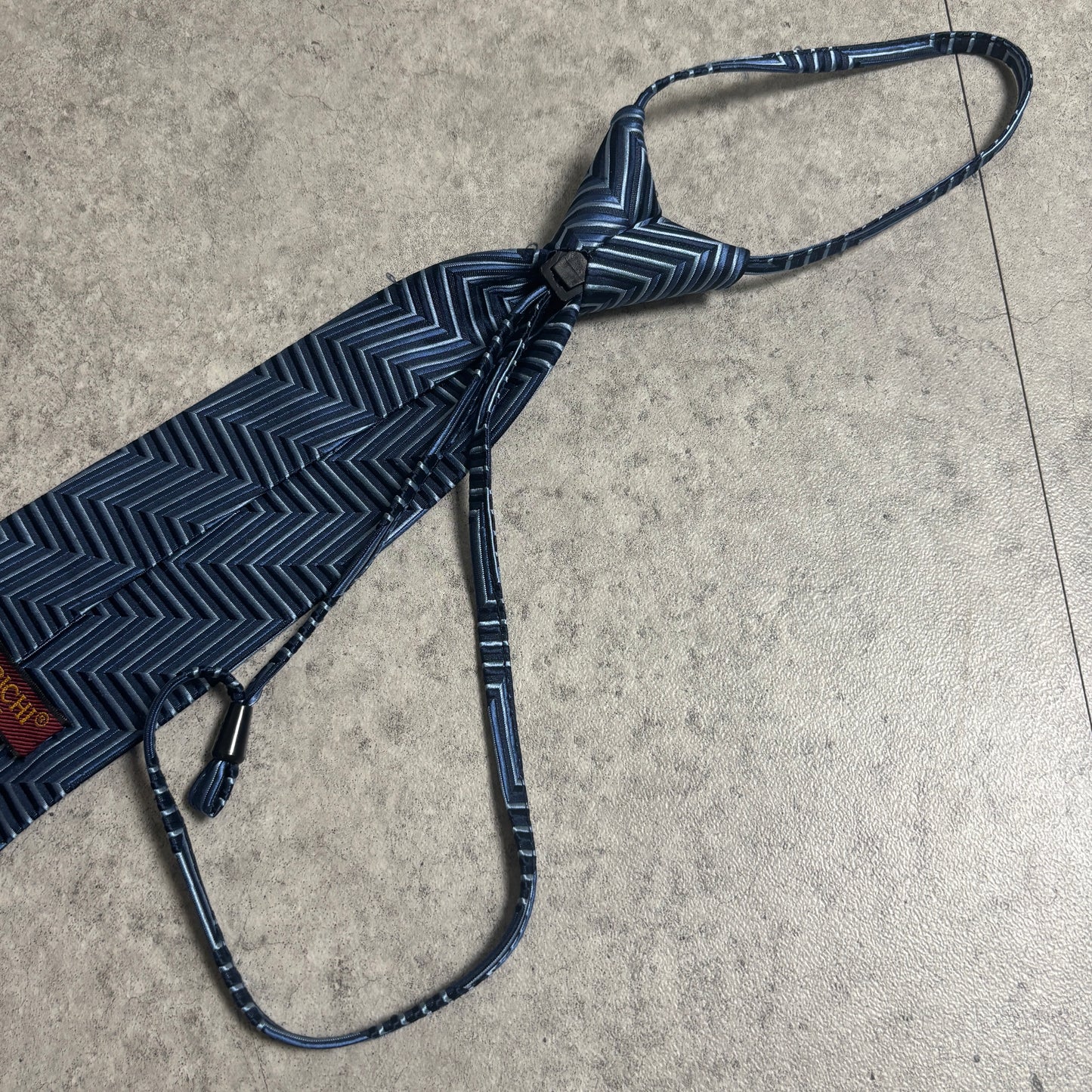 ワンタッチジップネクタイ青紺ストリートシックシティボーイ古着