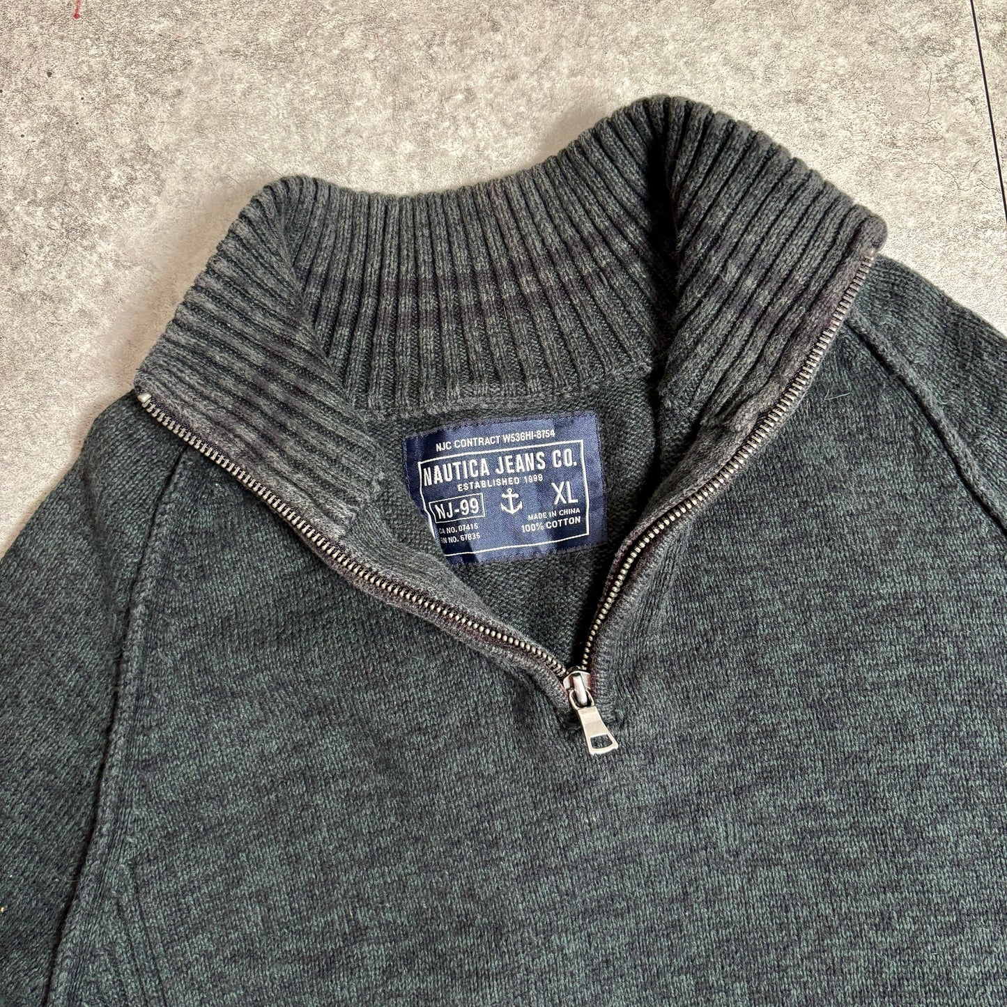 ハーフジップニットシティボーイコーデ古着