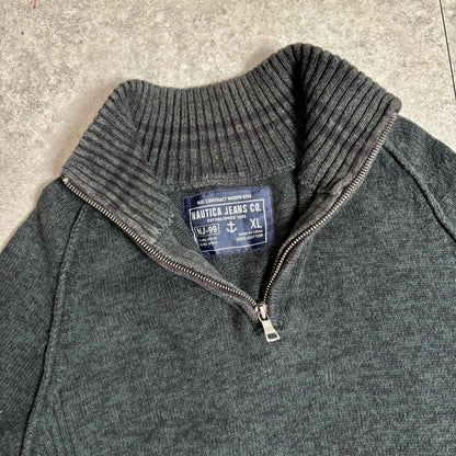 ハーフジップニットシティボーイコーデ古着