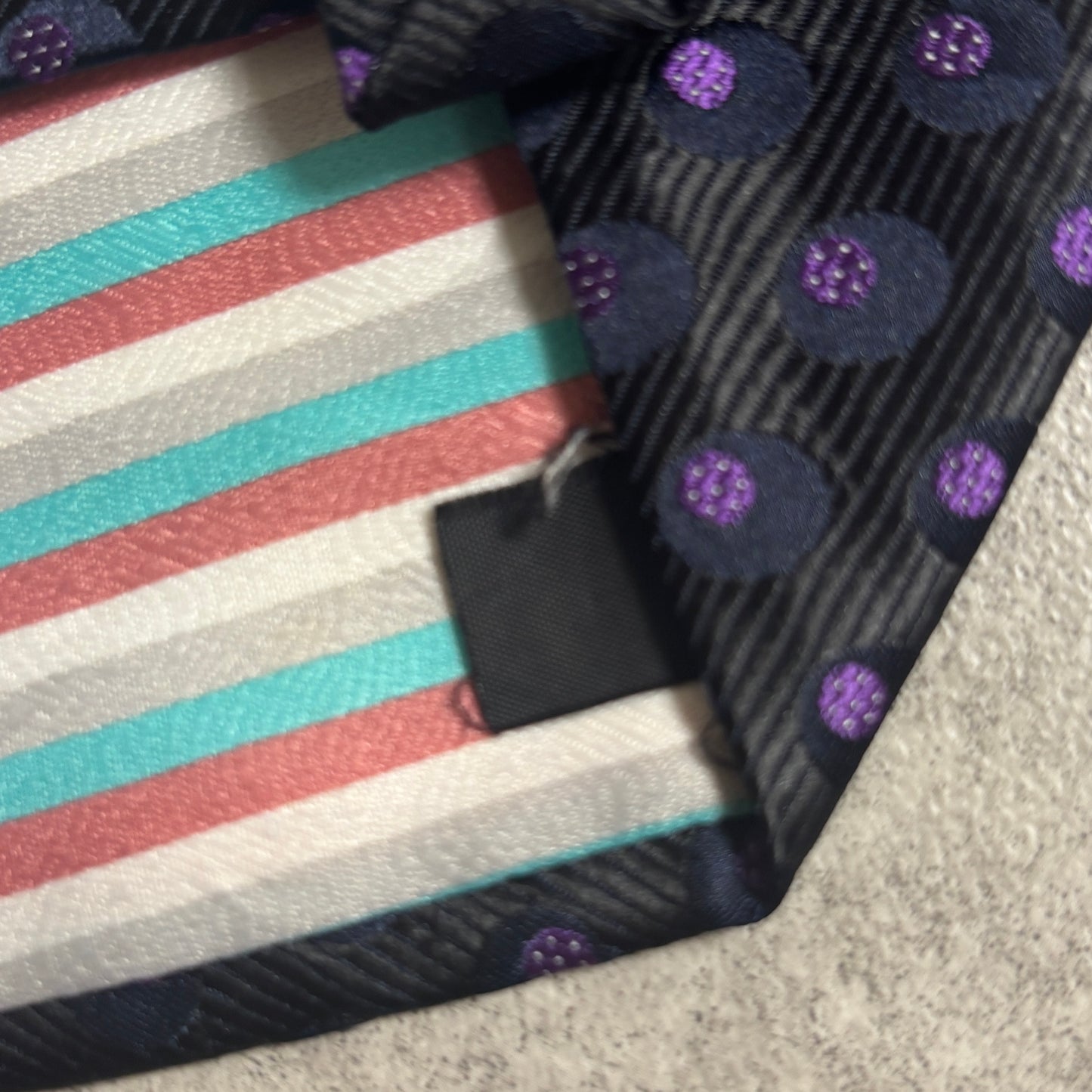 ワンタッチジップネクタイ黒紫ドット水玉ストリートシックシティボーイ古着