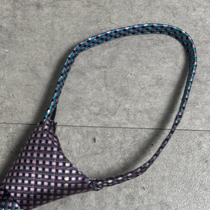 ワンタッチジップネクタイ青紫グラデーションストリートシティボーイ古着