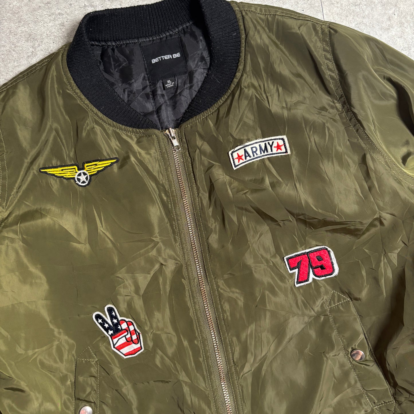 ワッペン付MA-1ストリートコーデ古着