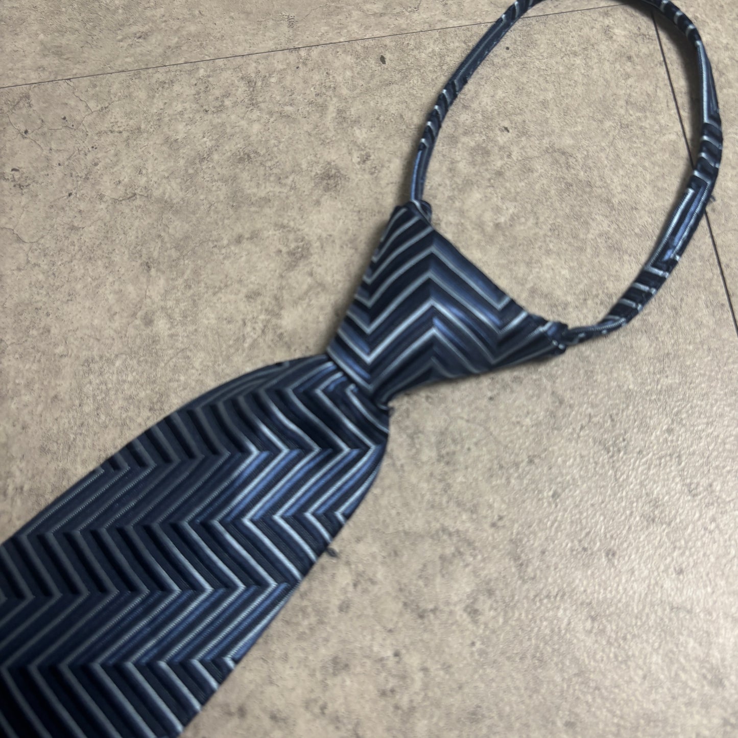 ワンタッチジップネクタイ青紺ストリートシックシティボーイ古着