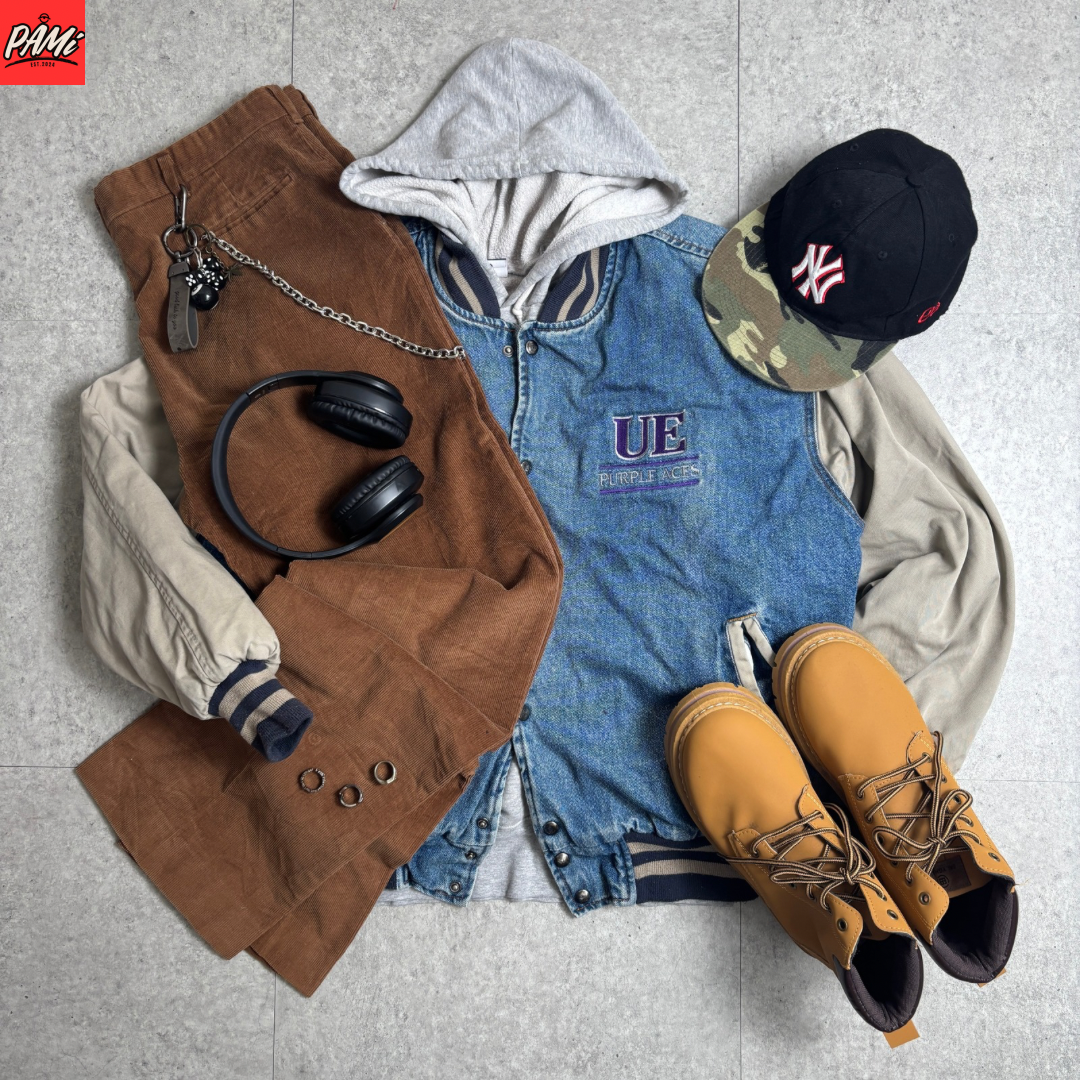 中綿スタジャンストリートコーデ古着