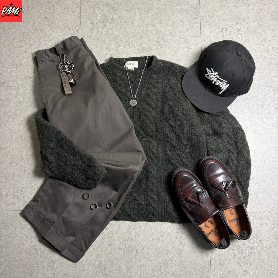 J.CREWニットスラックスシティコーデ古着