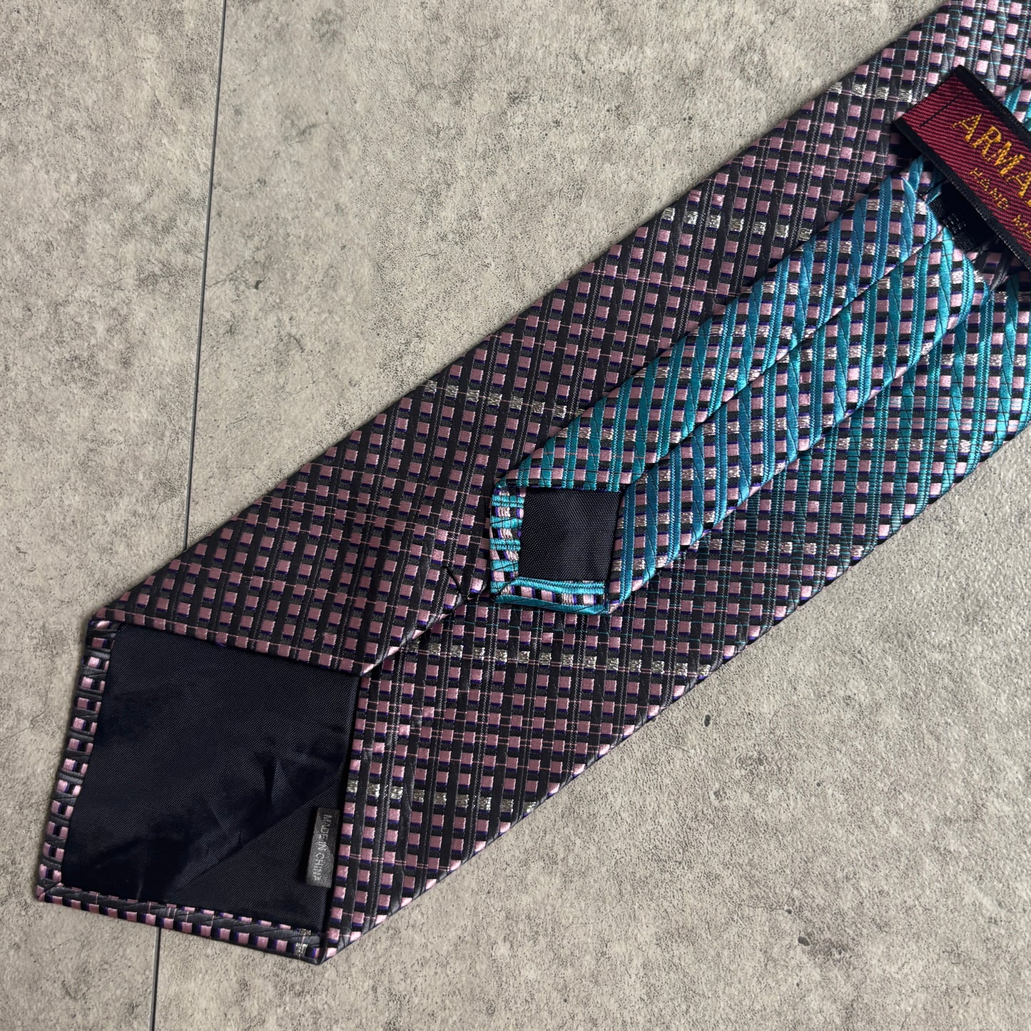 ワンタッチジップネクタイ青紫グラデーションストリートシティボーイ古着