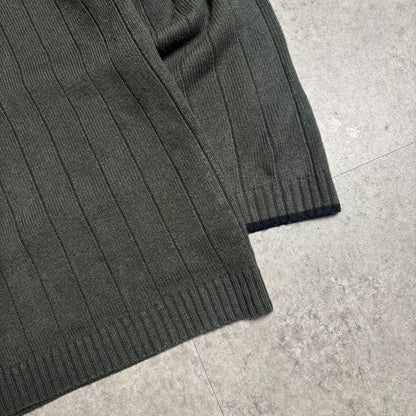 カーキリブニットシティボーイコーデ古着